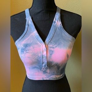 FREE PEOPLE movement custom tie dye Henley top. Size XS/S